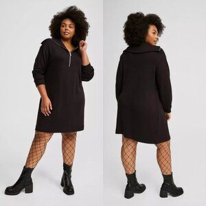 NWT Torrid 2 Black Scuba Quarter Zip Mini Dress 2X 18 20